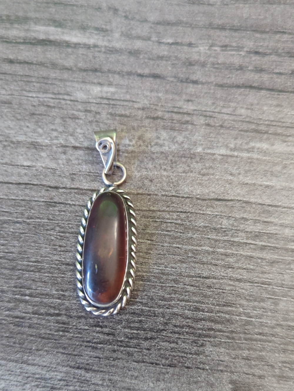 Sterling Silver Brown/Deep Red Stone Pendant - Women's Jewelry